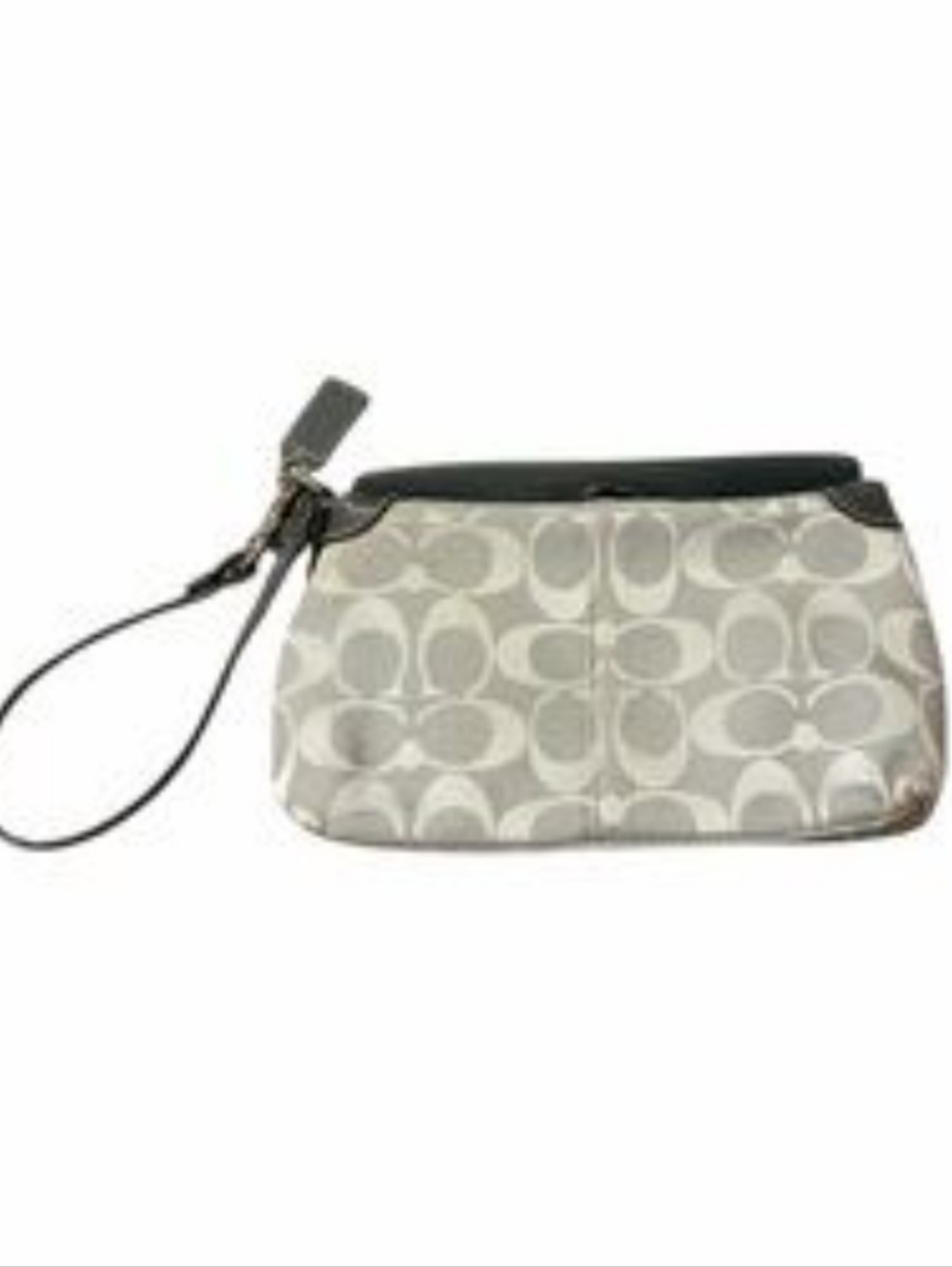 Coach Signature Canvas Wristlet in Taupe and Silver Metallic Trim - Picture 5 of 11